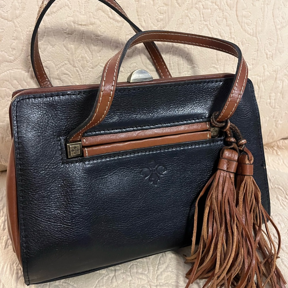 Patricia Nash Doppia convertible satchel tan/black